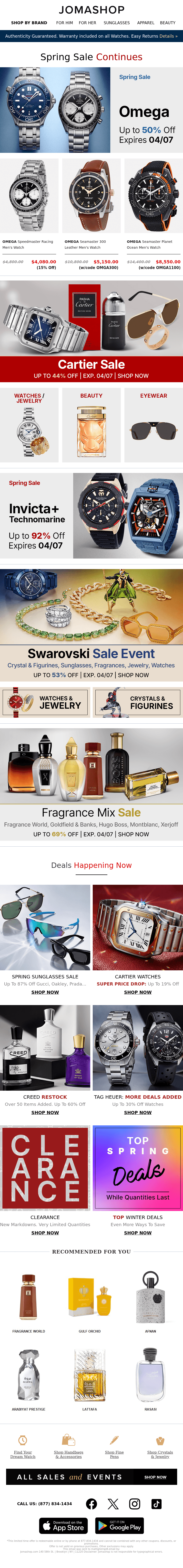 OMEGA • CARTIER • TRENDING FRAGRANCES • SWAROVSKI • INVICTA & MORE