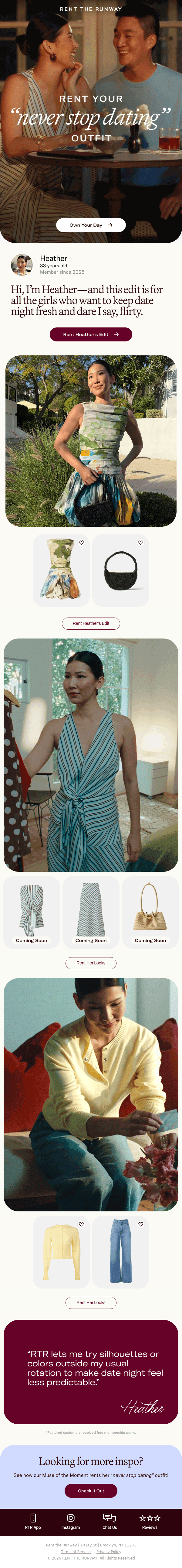 Rent your "never stop dating" outfit